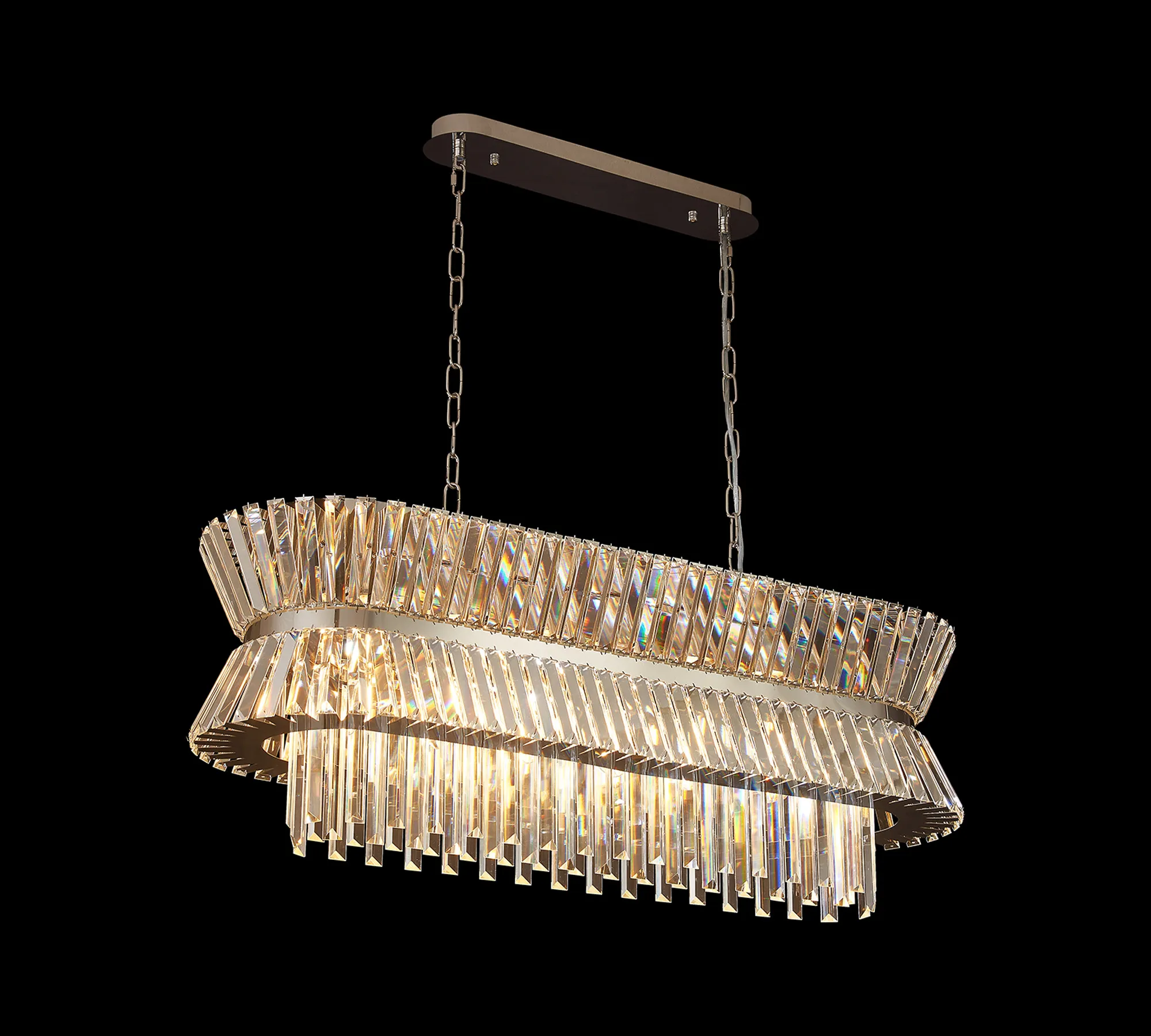 Vienna Polished Nickel Crystal Ceiling Lights Diyas Statement Crystal Fittings